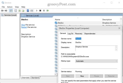 what is dbxsvc in startup.